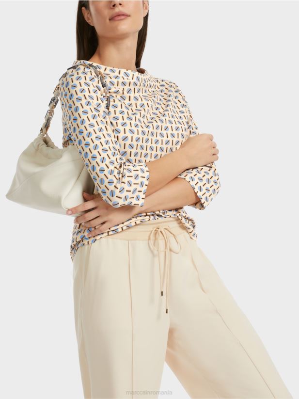 tricou cu design grafic Marc Cain crema inchisa îmbrăcăminte 4826HH1280