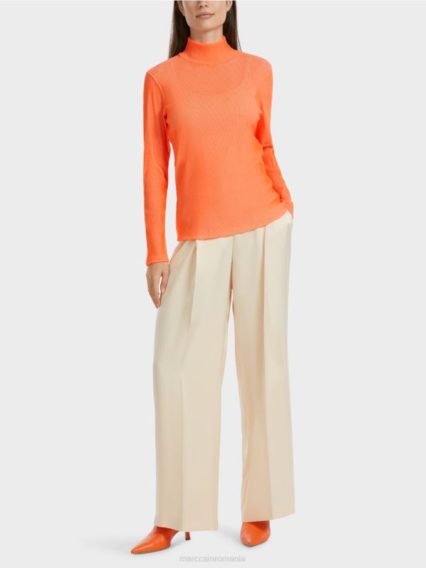 tricou cu design nervurat Marc Cain coral strălucitor îmbrăcăminte 4826HH1279