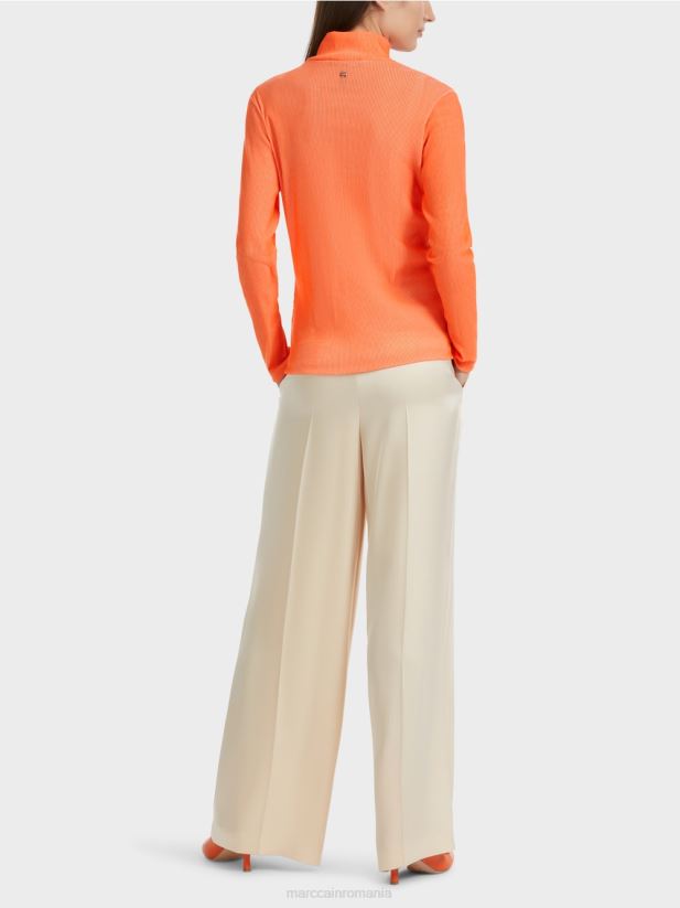 tricou cu design nervurat Marc Cain coral strălucitor îmbrăcăminte 4826HH1279