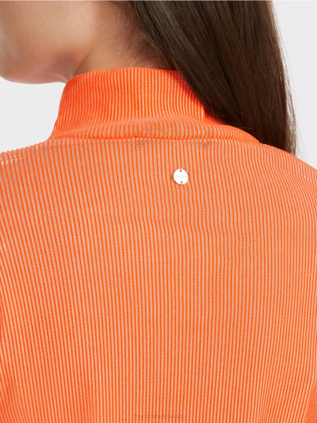 tricou cu design nervurat Marc Cain coral strălucitor îmbrăcăminte 4826HH1279