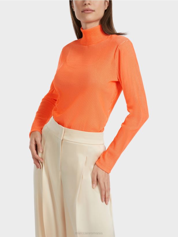 tricou cu design nervurat Marc Cain coral strălucitor îmbrăcăminte 4826HH1279