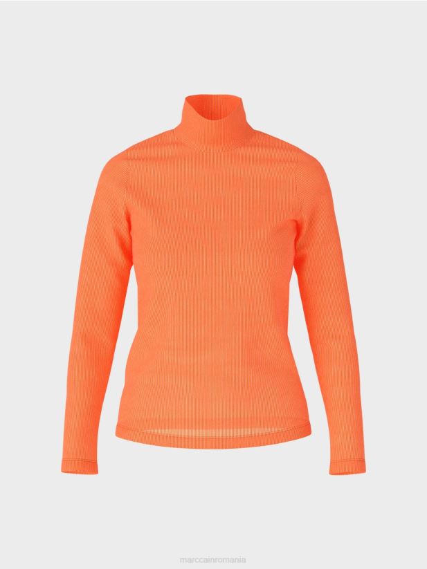 tricou cu design nervurat Marc Cain coral strălucitor îmbrăcăminte 4826HH1279