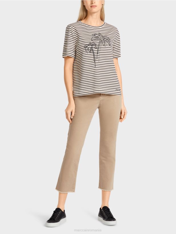 tricou cu dungi cu aplicatie Marc Cain acaju îmbrăcăminte 4826HH1393