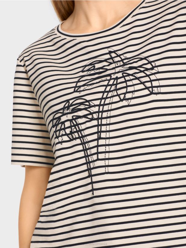 tricou cu dungi cu aplicatie Marc Cain acaju îmbrăcăminte 4826HH1393