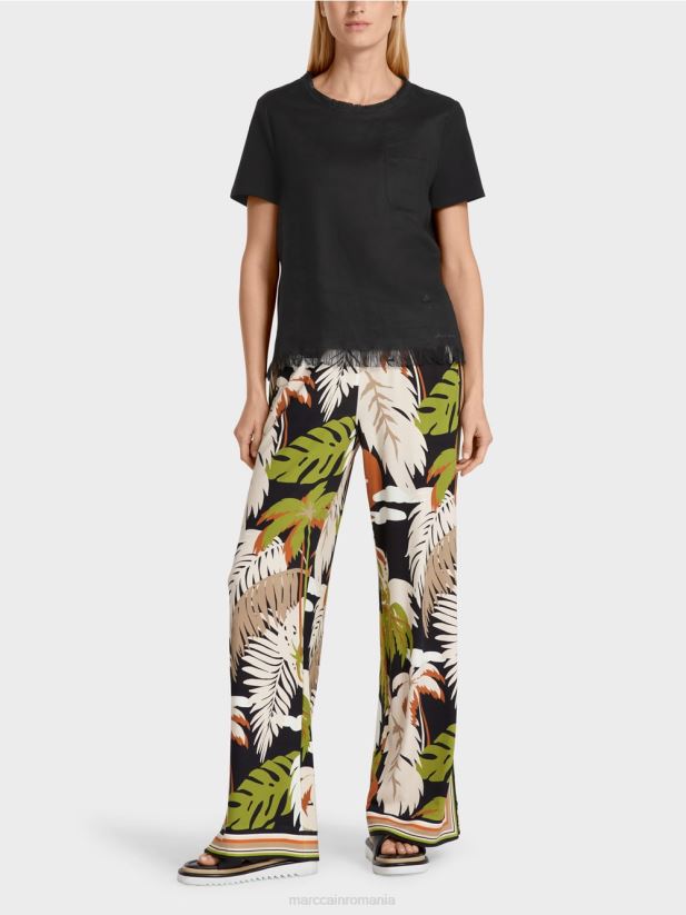 tricou cu franjuri Marc Cain negru îmbrăcăminte 4826HH1396