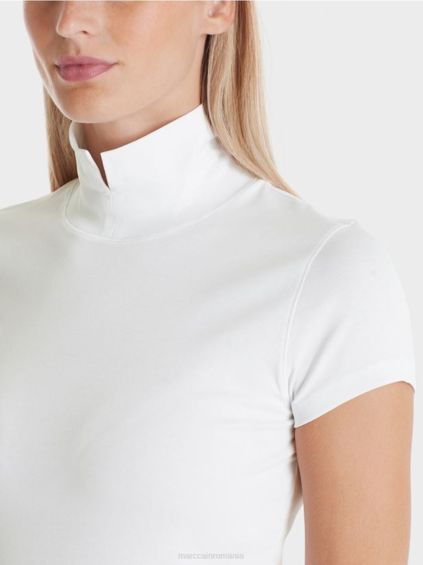 tricou cu gât înalt Marc Cain alb îmbrăcăminte 4826HH1351
