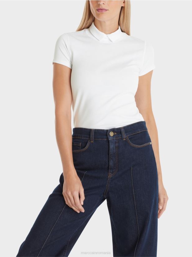 tricou cu gât înalt Marc Cain alb îmbrăcăminte 4826HH1351