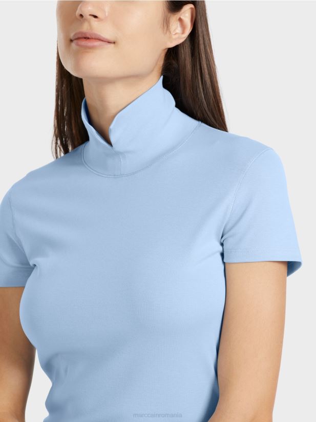 tricou cu gât înalt Marc Cain cer întunecat de vară îmbrăcăminte 4826HH1334