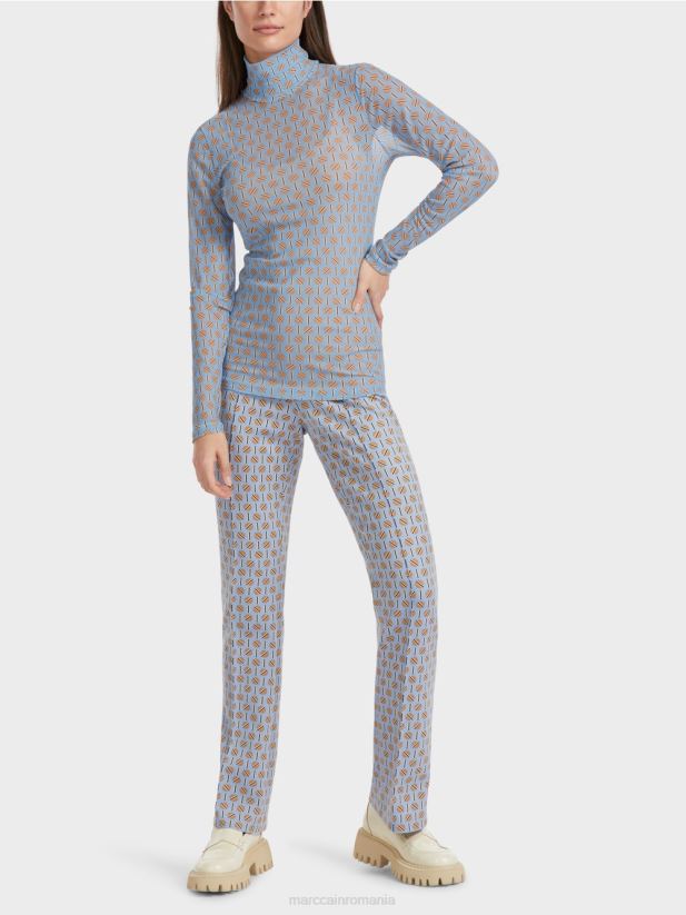 tricou cu gât rulat care îmbrățișează silueta Marc Cain cer întunecat de vară îmbrăcăminte 4826HH1277