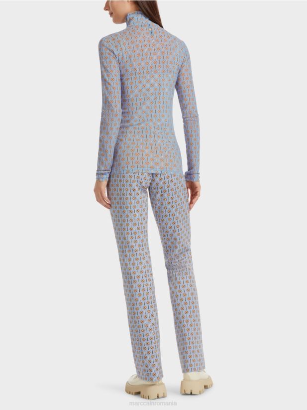 tricou cu gât rulat care îmbrățișează silueta Marc Cain cer întunecat de vară îmbrăcăminte 4826HH1277