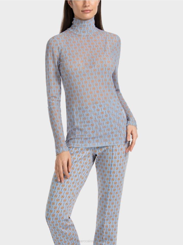 tricou cu gât rulat care îmbrățișează silueta Marc Cain cer întunecat de vară îmbrăcăminte 4826HH1277