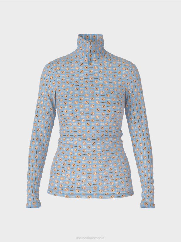 tricou cu gât rulat care îmbrățișează silueta Marc Cain cer întunecat de vară îmbrăcăminte 4826HH1277