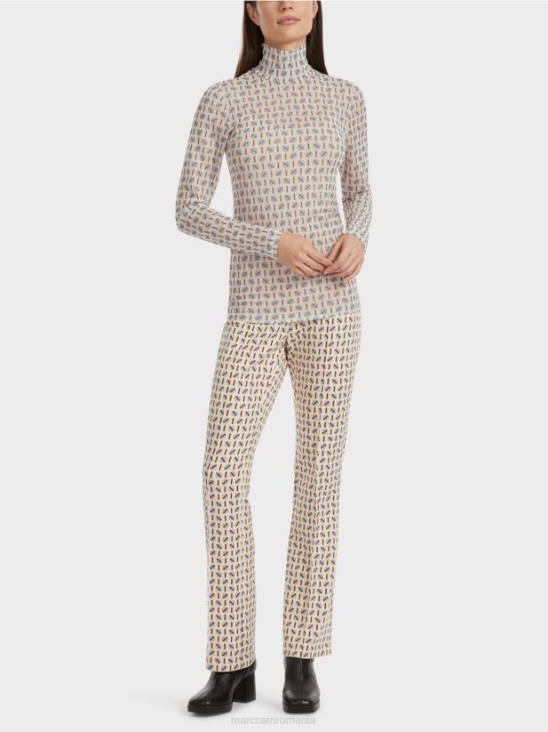 tricou cu gât rulat care îmbrățișează silueta Marc Cain crema inchisa îmbrăcăminte 4826HH1278