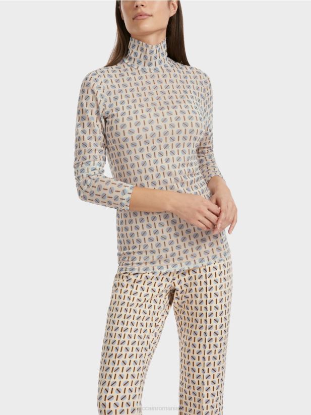 tricou cu gât rulat care îmbrățișează silueta Marc Cain crema inchisa îmbrăcăminte 4826HH1278