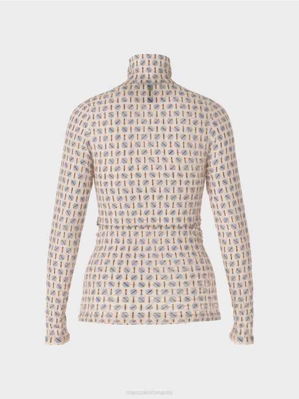 tricou cu gât rulat care îmbrățișează silueta Marc Cain crema inchisa îmbrăcăminte 4826HH1278