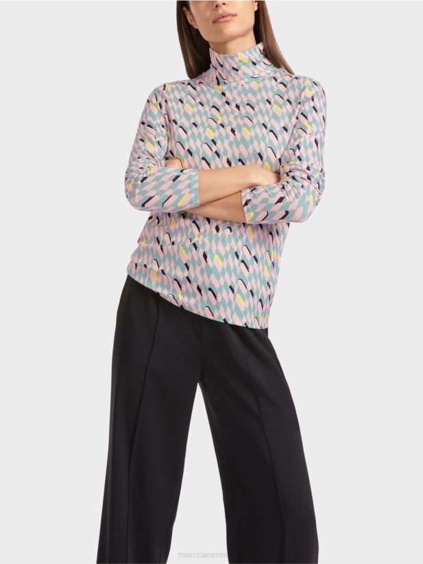 tricou cu gat rulat Marc Cain albastru închis la cer îmbrăcăminte 4826HH1324