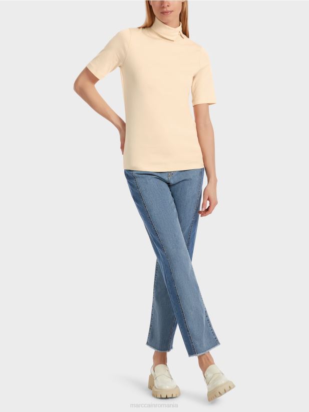 tricou cu gat rulat Marc Cain crema inchisa îmbrăcăminte 4826HH1282