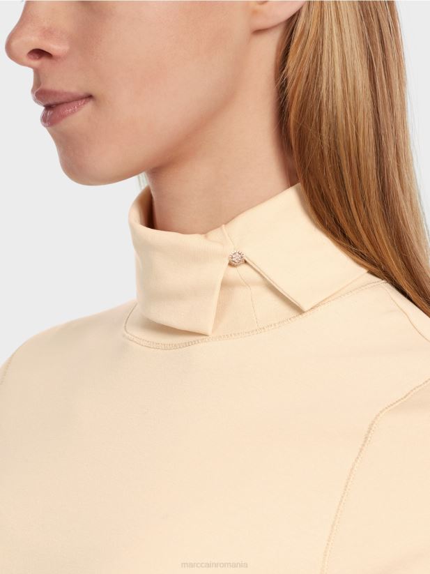 tricou cu gat rulat Marc Cain crema inchisa îmbrăcăminte 4826HH1282