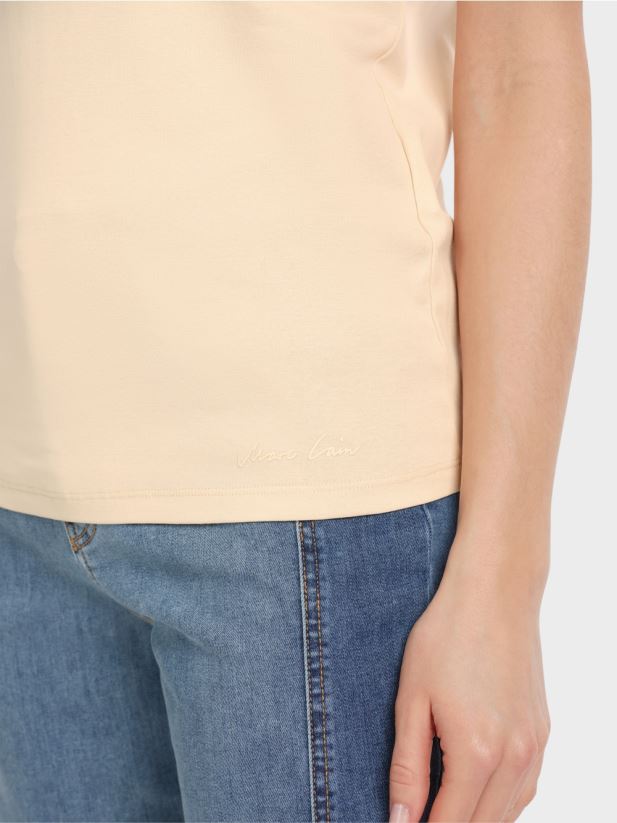 tricou cu gat rulat Marc Cain crema inchisa îmbrăcăminte 4826HH1282