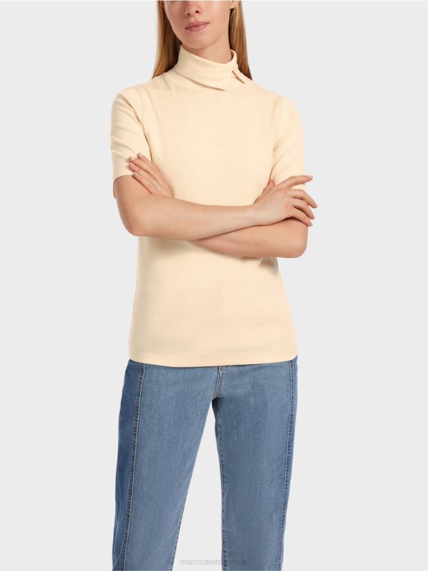 tricou cu gat rulat Marc Cain crema inchisa îmbrăcăminte 4826HH1282