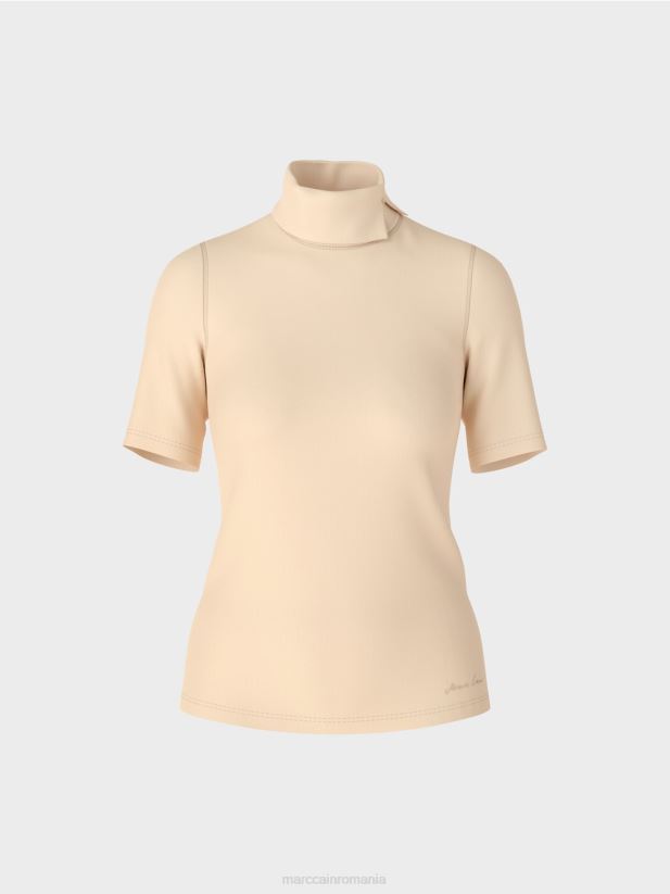 tricou cu gat rulat Marc Cain crema inchisa îmbrăcăminte 4826HH1282