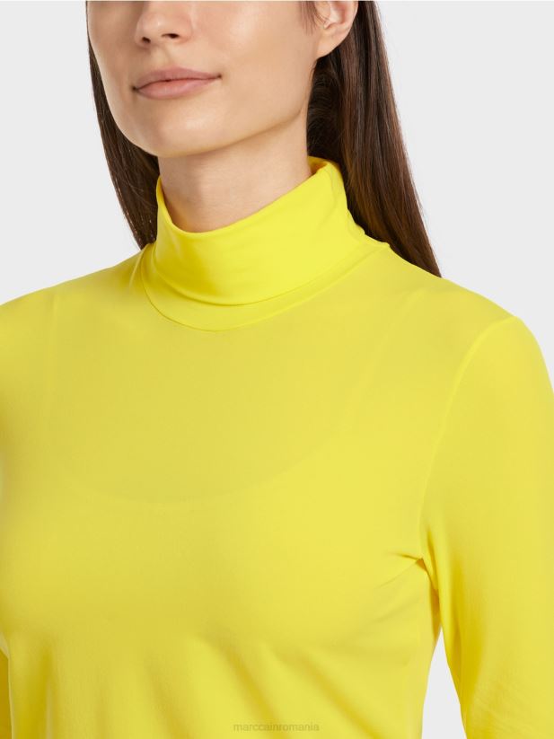 tricou cu gat rulat Marc Cain lămâie moale îmbrăcăminte 4826HH1325