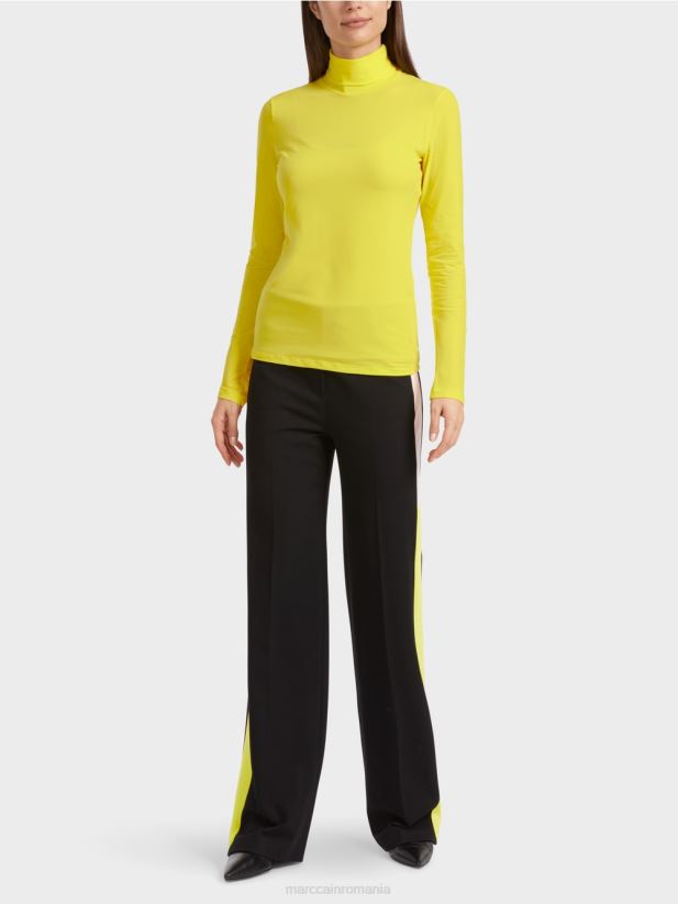 tricou cu gat rulat Marc Cain lămâie moale îmbrăcăminte 4826HH1325