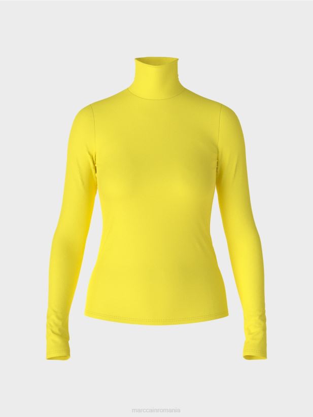 tricou cu gat rulat Marc Cain lămâie moale îmbrăcăminte 4826HH1325