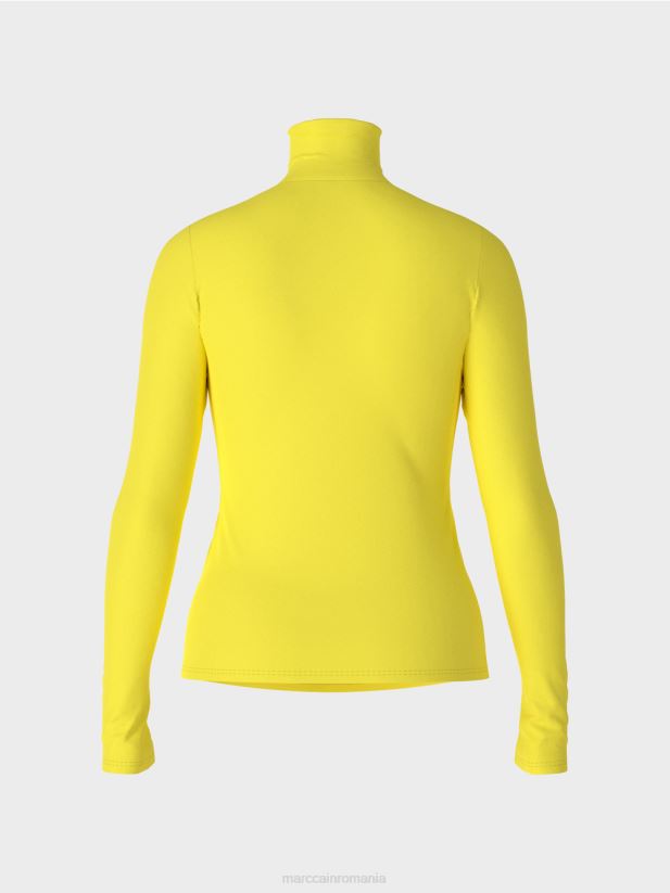 tricou cu gat rulat Marc Cain lămâie moale îmbrăcăminte 4826HH1325