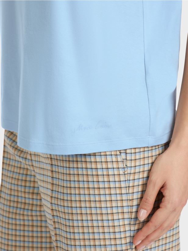 tricou cu guler cu margele Marc Cain cer întunecat de vară îmbrăcăminte 4826HH1284