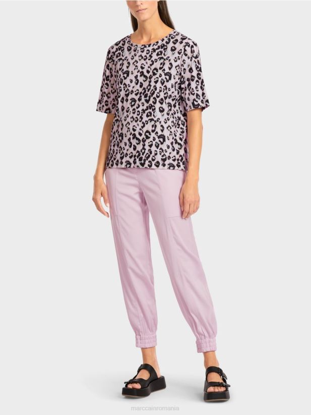 tricou cu imprimeu leopard Marc Cain lavandă ușoară îmbrăcăminte 4826HH1410