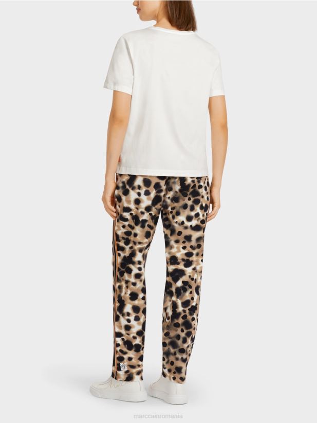 tricou cu imprimeu leopard și litere Marc Cain aproape alb îmbrăcăminte 4826HH1431