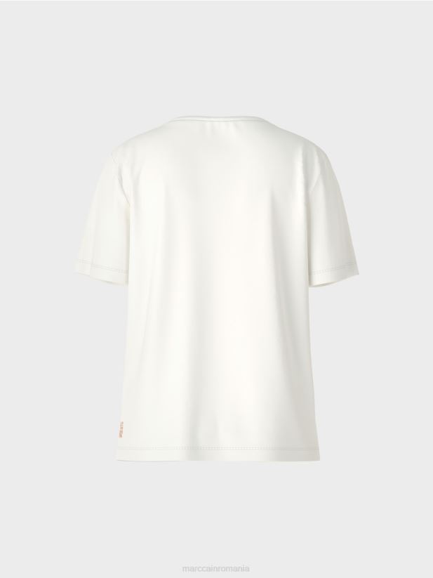 tricou cu imprimeu leopard și litere Marc Cain aproape alb îmbrăcăminte 4826HH1431