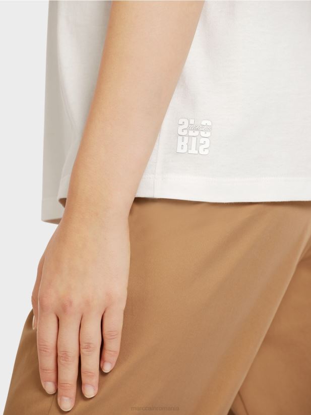 tricou cu imprimeu leopard și litere Marc Cain aproape alb îmbrăcăminte 4826HH1436