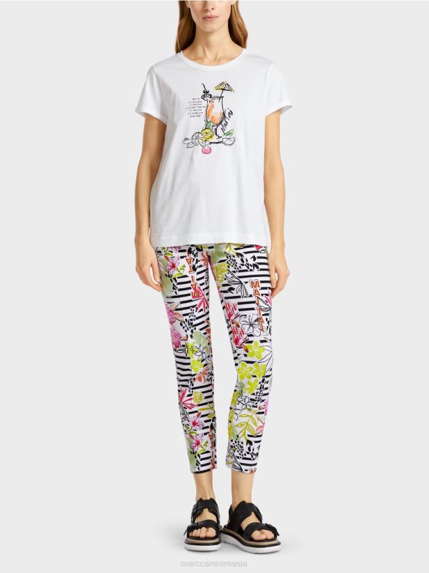 tricou cu imprimeu mai tai reteta Marc Cain alb îmbrăcăminte 4826HH1385
