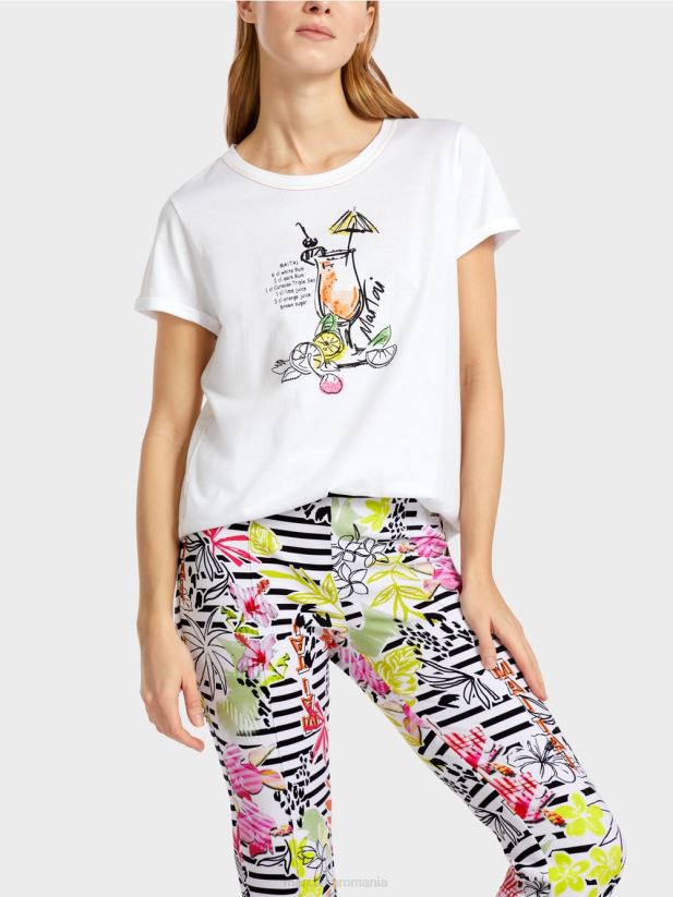 tricou cu imprimeu mai tai reteta Marc Cain alb îmbrăcăminte 4826HH1385