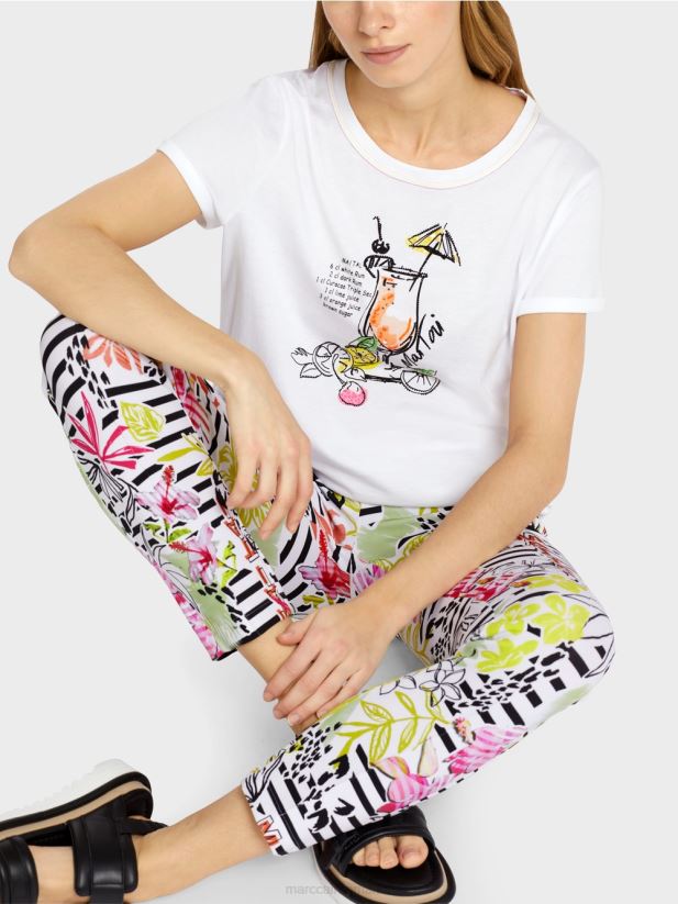 tricou cu imprimeu mai tai reteta Marc Cain alb îmbrăcăminte 4826HH1385