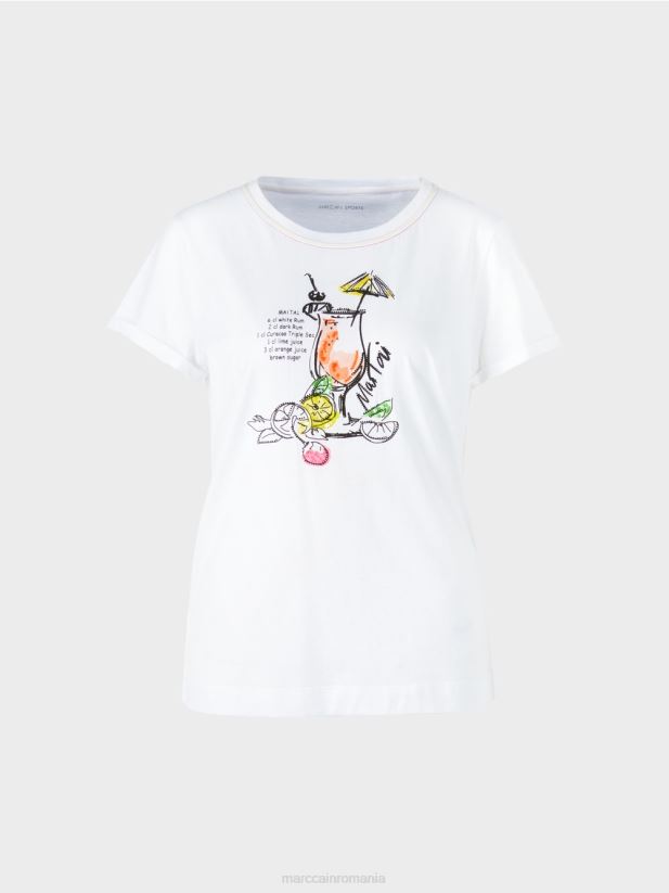 tricou cu imprimeu mai tai reteta Marc Cain alb îmbrăcăminte 4826HH1385