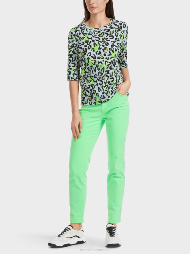 tricou cu imprimeu peste tot Marc Cain albastru pudra moale îmbrăcăminte 4826HH1308