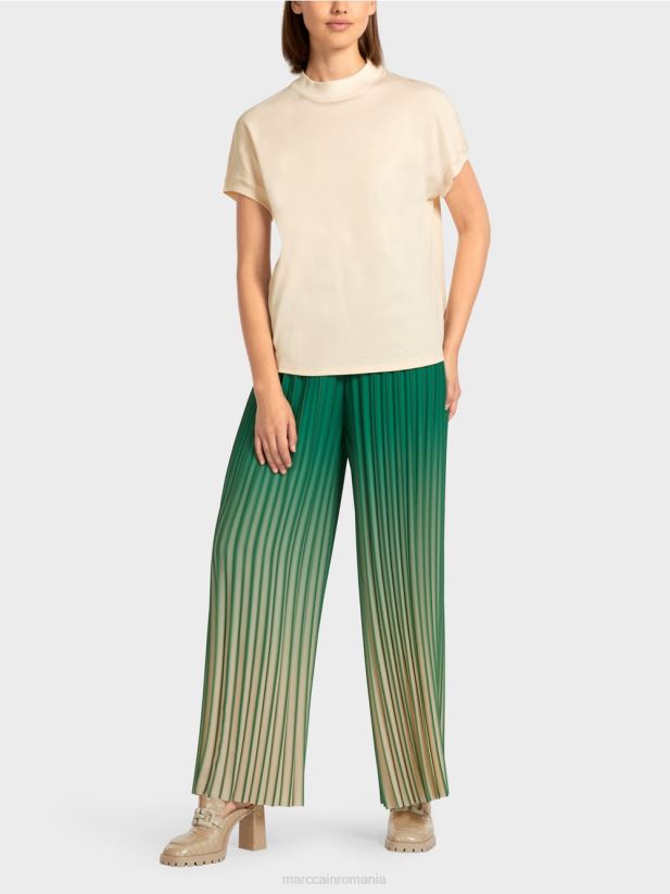 tricou cu mâneci tip șapcă Marc Cain cremă îmbrăcăminte 4826HH1446