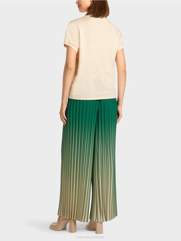 tricou cu mâneci tip șapcă Marc Cain cremă îmbrăcăminte 4826HH1446