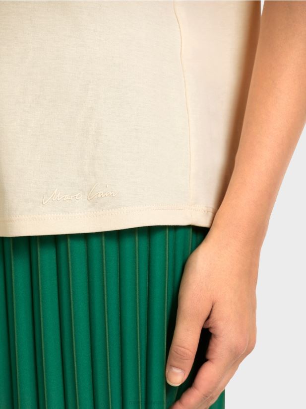 tricou cu mâneci tip șapcă Marc Cain cremă îmbrăcăminte 4826HH1446