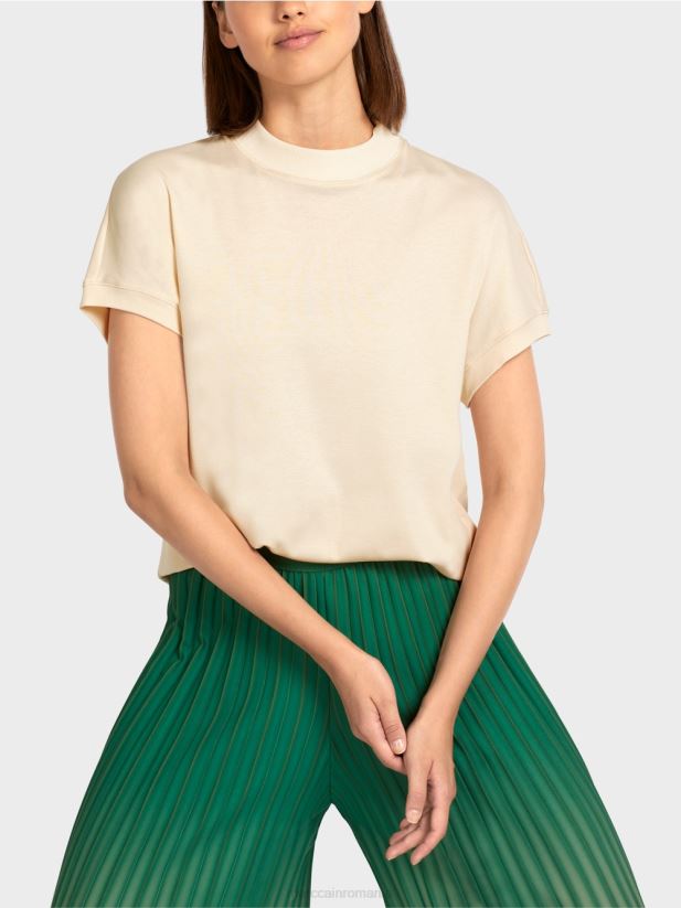 tricou cu mâneci tip șapcă Marc Cain cremă îmbrăcăminte 4826HH1446