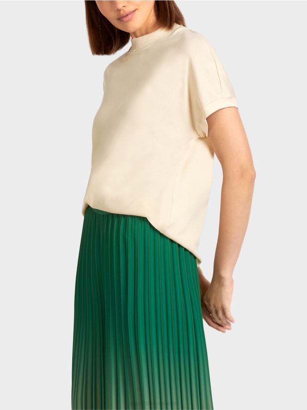 tricou cu mâneci tip șapcă Marc Cain cremă îmbrăcăminte 4826HH1446