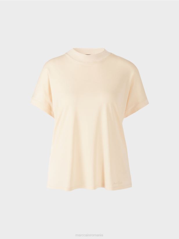 tricou cu mâneci tip șapcă Marc Cain cremă îmbrăcăminte 4826HH1446