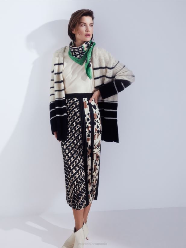 tricou cu mâneci tip șapcă Marc Cain cremă îmbrăcăminte 4826HH1446