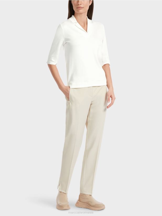 tricou cu maneci 3/4 Marc Cain aproape alb îmbrăcăminte 4826HH1300