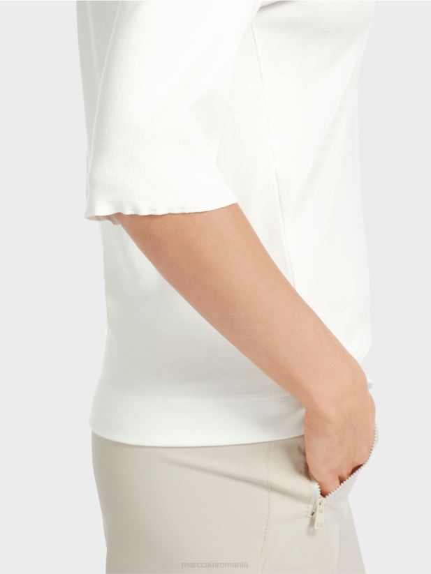 tricou cu maneci 3/4 Marc Cain aproape alb îmbrăcăminte 4826HH1300