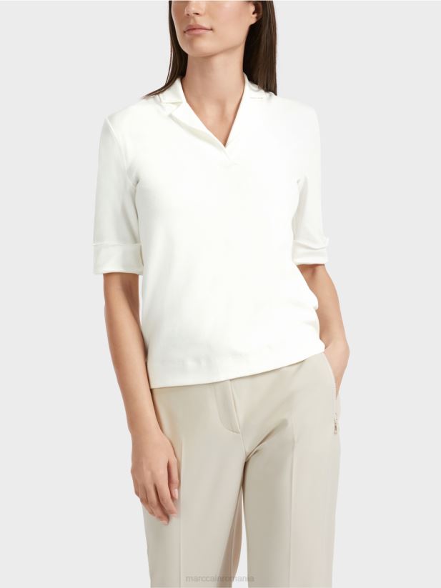 tricou cu maneci 3/4 Marc Cain aproape alb îmbrăcăminte 4826HH1300