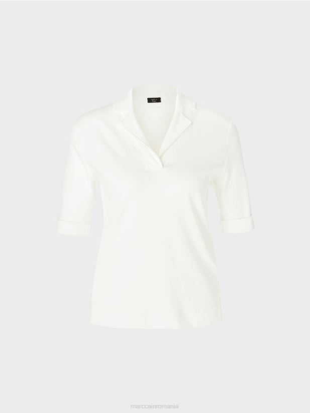 tricou cu maneci 3/4 Marc Cain aproape alb îmbrăcăminte 4826HH1300